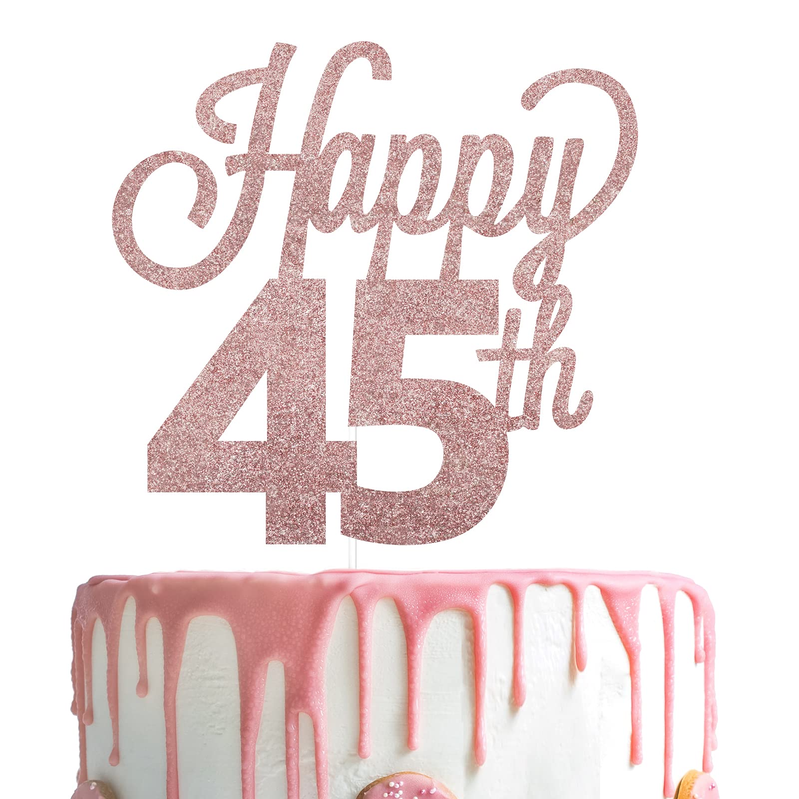 Lingteer Happy 45Th Birthday Cake Topper - Cheers To 45Th Birthday 45 Years Old Birthday Party Cake Decorations Sign.