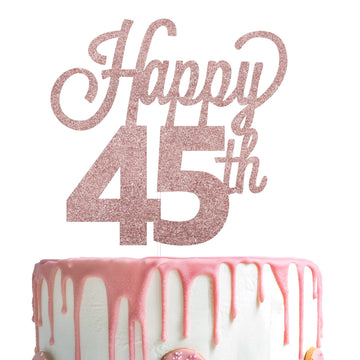 Lingteer Happy 45Th Birthday Cake Topper - Cheers To 45Th Birthday 45 Years Old Birthday Party Cake Decorations Sign.