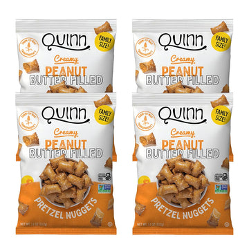 Quinn Peanut Butter Filled Pretzel Nuggets, Gluten Free, Corn, Soy, Dairy Free & Vegan Friendly, Non-GMO, Family Size 11 oz - 4
