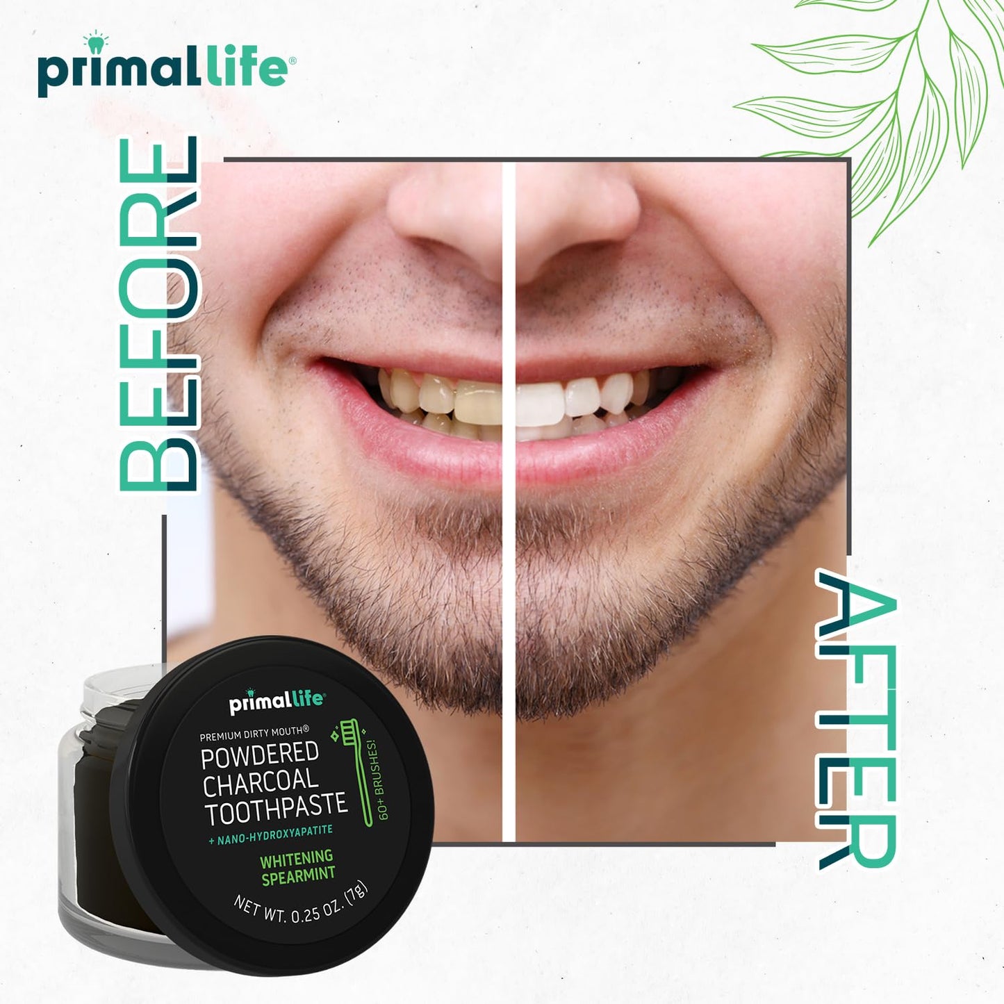Primal Life Organics - Dirty Mouth Toothpowder, Activated Charcoal Tooth Cleaning Powder, Essential Oils With Kaolin & Bentonite