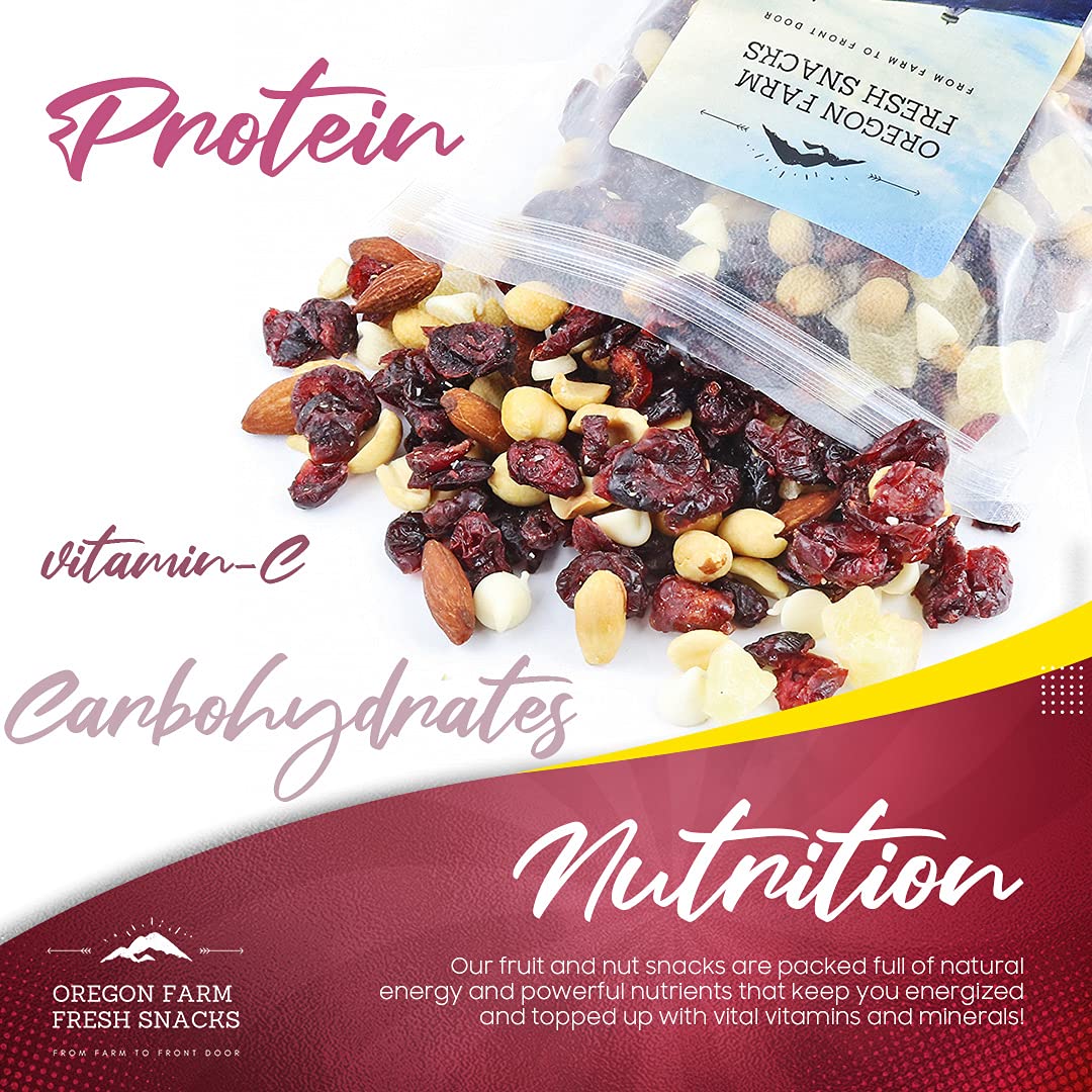 Oregon Farm Fresh Snacks Cranberry Craze - Fresh Oregon Grown Cashew Almond Trail Mix with Dried Pineapple and Yogurt Chips - He