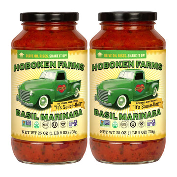 Hoboken Farms Basil Marinara Sauce - No Sugar Added, Low Sodium, Non-GMO, Preservative-Free, Low Carb, Keto - Better For You Pas