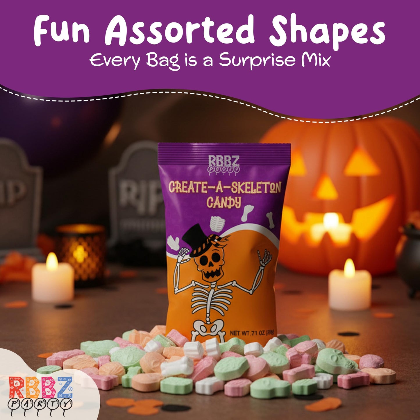Skeleton Candy Bones - 18 Pack Individually Wrapped Large 20g - Unique Halloween Themed Candy - Great for Trick or Treat - Hallo