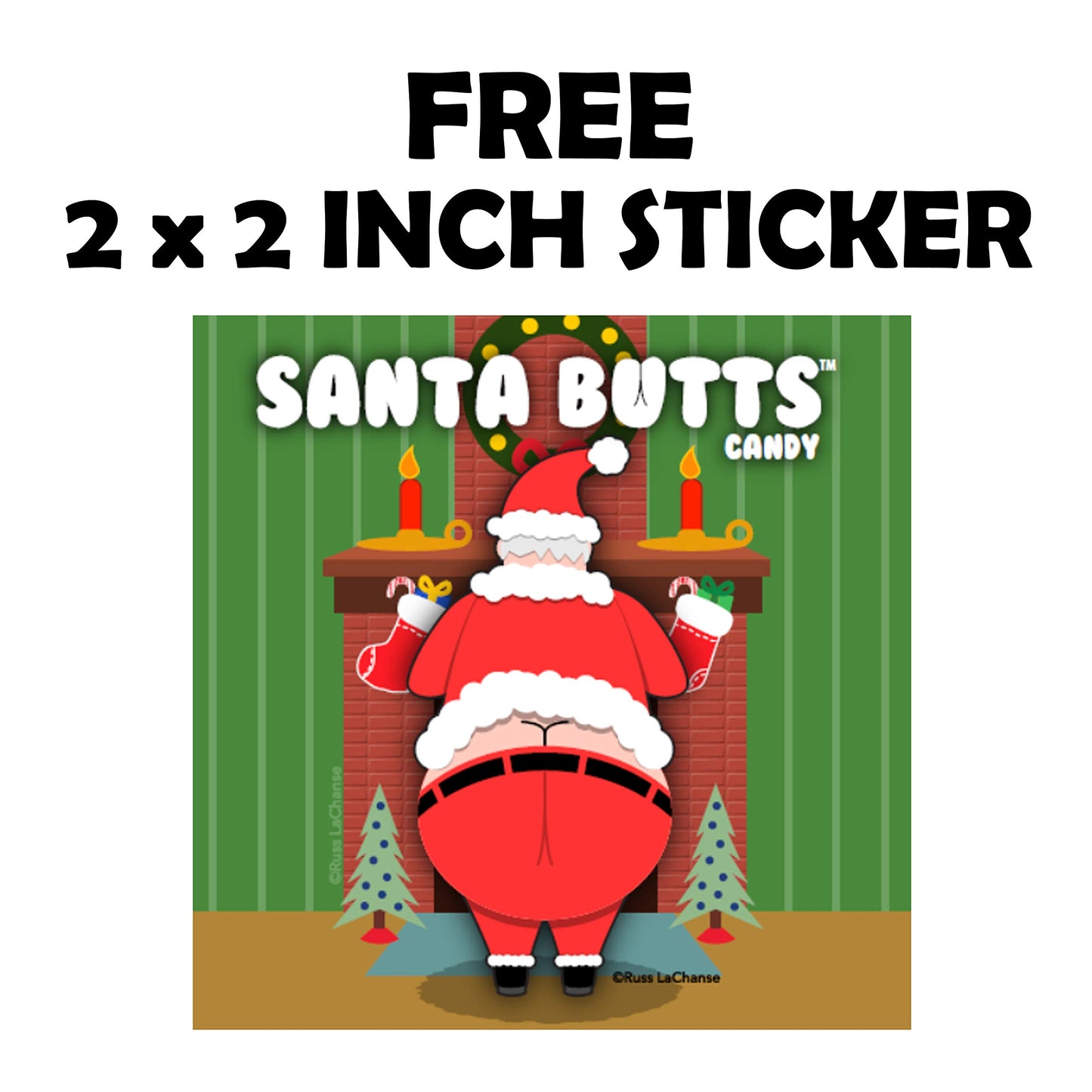 Santa Butts Gummy Cherry Fruit Jelly Disks Funny Unique Christmas Stocking Stuffer Candy Gag Gift For Teens, Girls, Boys And Kids (5.5 Ounce)