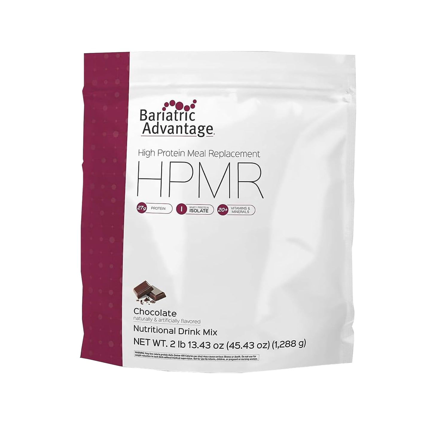 Bariatric Advantage High Protein Meal Replacement Drink Mix, 27g Protein, 45.43 oz, Chocolate Flavor, Whey Isolate, 28 Servings
