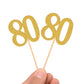 Donoter 50Pcs 80Th Cupcake Toppers Gold Glitter Number 80 Cake Picks For Birthday Anniversary Party Decoration