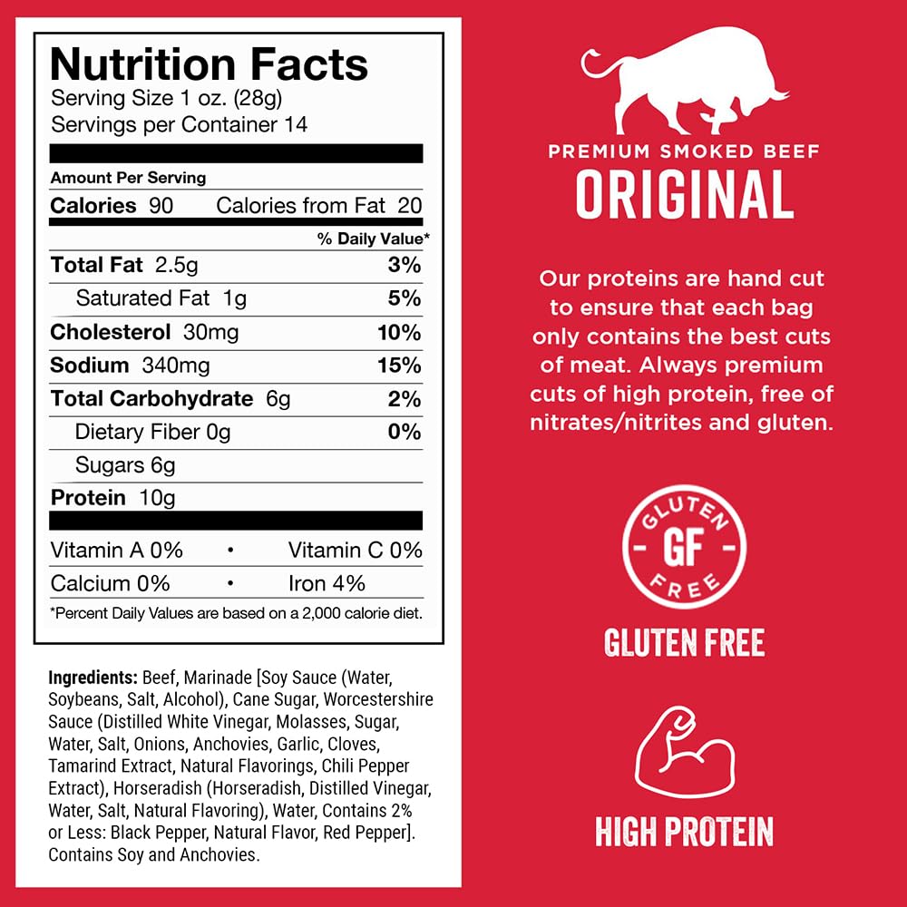 Chefs Cut Real Smoked Beef Original Recipe Jerky  14 Ounce