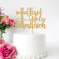 Bytorjar First Holy Communion Cake Topper, Gold Glitter, Model AA--0845, for Baptism, Christening, Baby Shower, Birthday Decorations