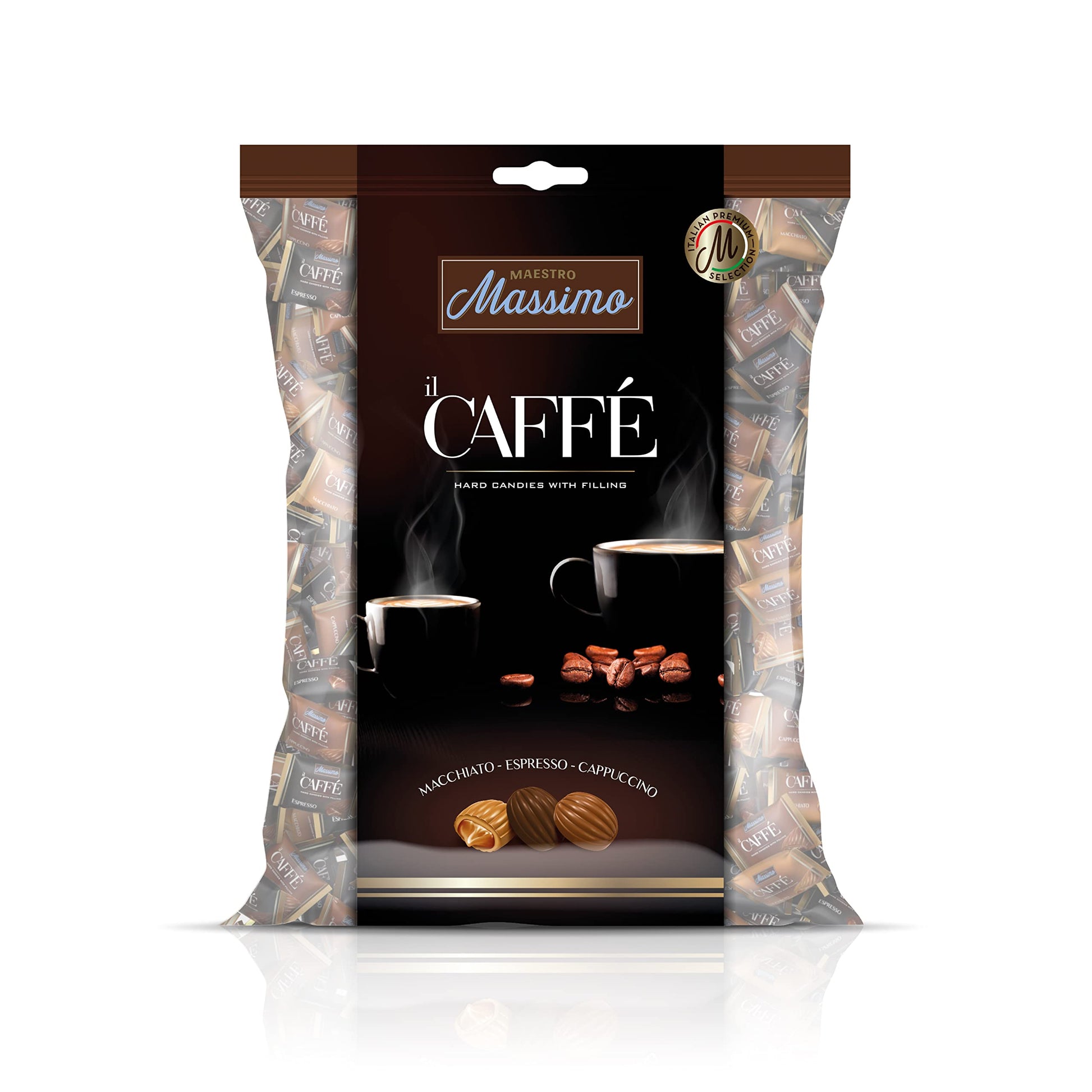 MAESTRO MASSIMO Coffee Candy, Macchiato, Espresso, Cappuccino, 7.05 oz, Individually Wrapped, 3mg Caffeine per Candy