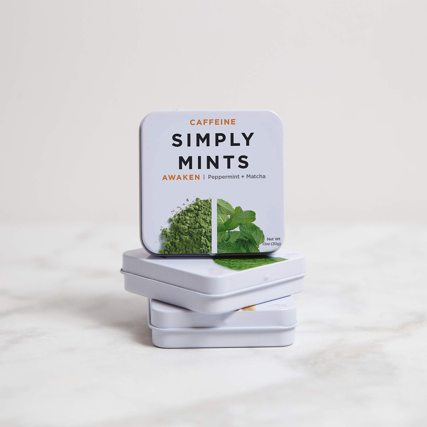 Simply Gum Breath Mints | Awaken Flavor with Caffeine & Matcha | Pack of 6 | 180 Total Pieces | Aspartame-Free | Green