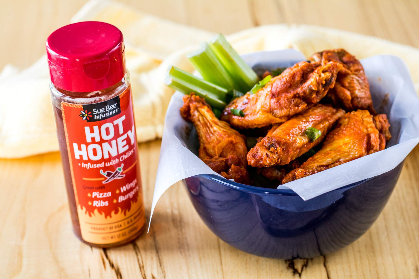 Sue Bee Infusions Hot Honey, 12 Ounce Sue Bee Chili Infused Hot Honey For Ribs, Wings, Burgers