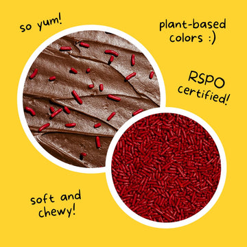 Supernatural Richest Red Softies Sprinkles, Dye-Free, Made In Usa, Soy Free, Gluten Free, Vegan, 16Oz