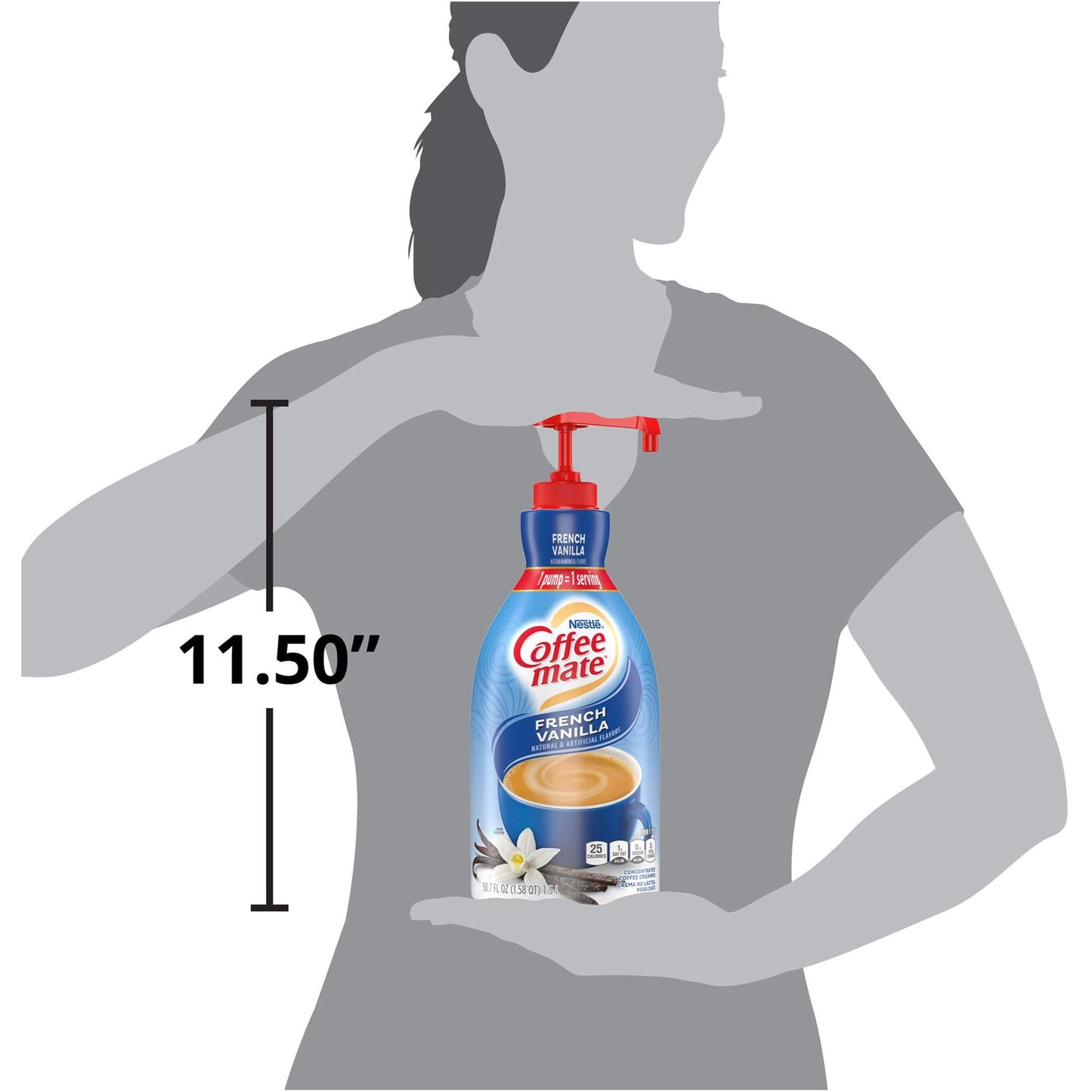 Coffee-mate 31803 Liquid Coffee Creamer, French Vanilla, 1500mL Pump Bottle