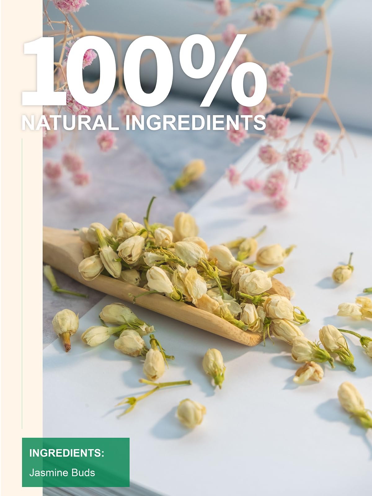 TeeLux Jasmine Flowers Loose Leaf Tea, Edible Dried Jasmine Buds, Caffeine Free, 3.5oz