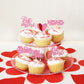 30 Pcs Valentine'S Day Cupcake Toppers Glitter Double Layers Love Heart Car Cupid Be Mine Cupcake Picks Decorations For Valentin