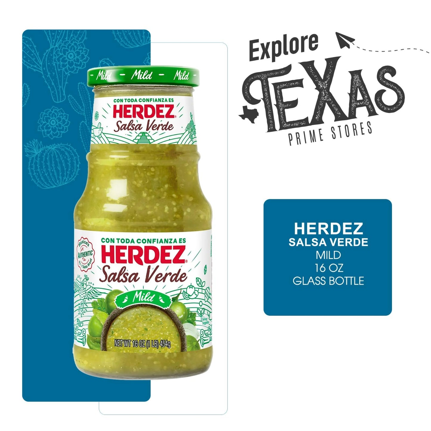 Herdez - Lavinia Essentials Bundle: 4-Pack of Salsa Verde Mild 16oz Glass Bottle + 1 Utility Prop