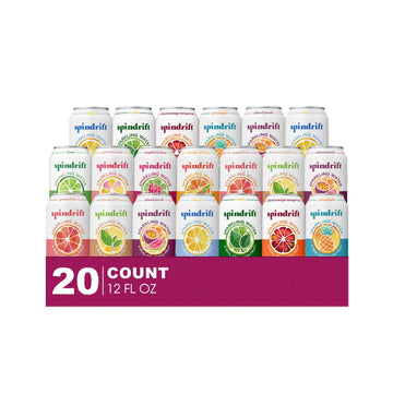 Spindrift Master Collection 20- Pack of Sparkling Water & Real Squeezed Fruit 12 fl oz Can + 1 Freebie by Unique Outlet Brand