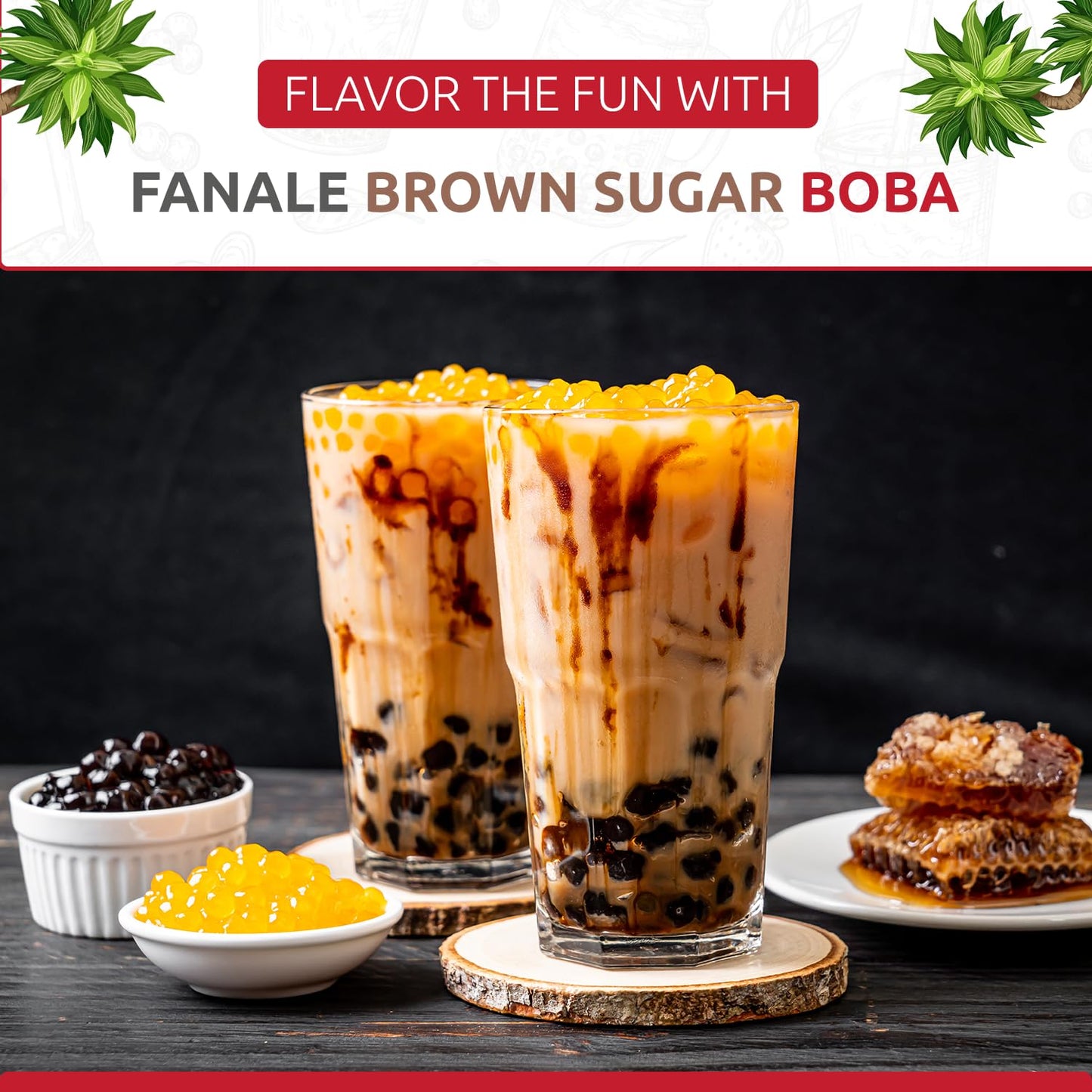 Fanale Brown Sugar Boba Tea Kit With Boba Pearls, Us Boba Co Tapioca Pearl Made In Usa 1 Pound, Brown Sugar Boba Milk Tea, Hand