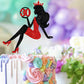 30 Red & Black Sitting Girl Silhouette Cake Topper Decorations With Glamour For Lady 30 Birthday Theme Queen Sexy Party Decor Su