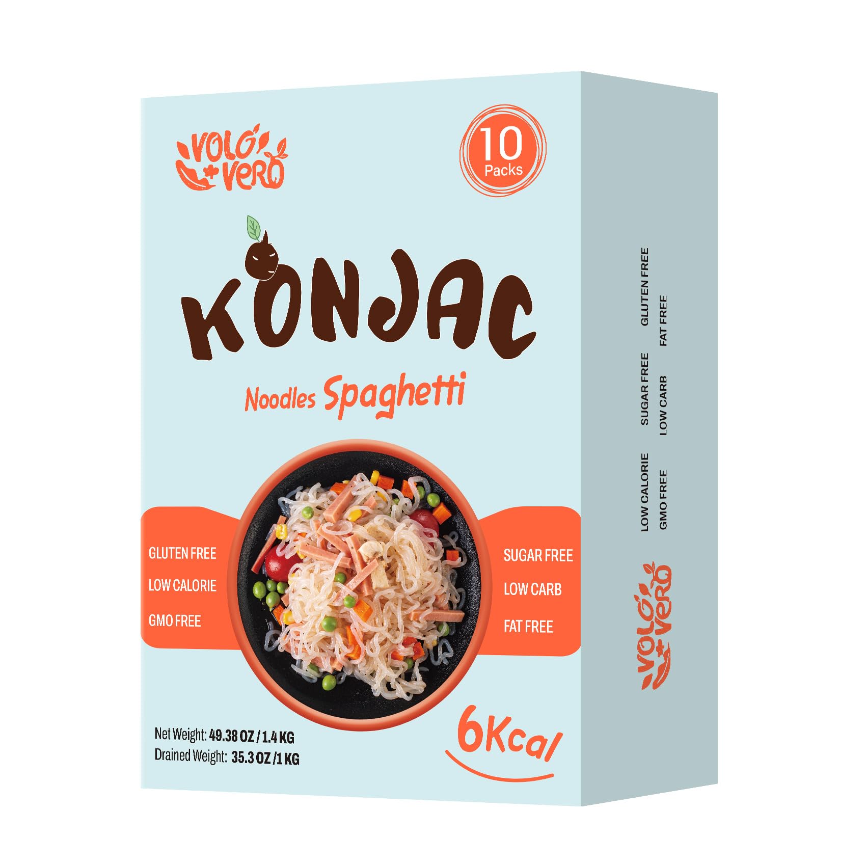 VOLO VERO Konjac Noodles, 10 Packs Keto Shirataki Noodle Spaghetti, Low Carb Pasta, Vegan, Gluten-Free, Low Calorie, Low GI, Sug