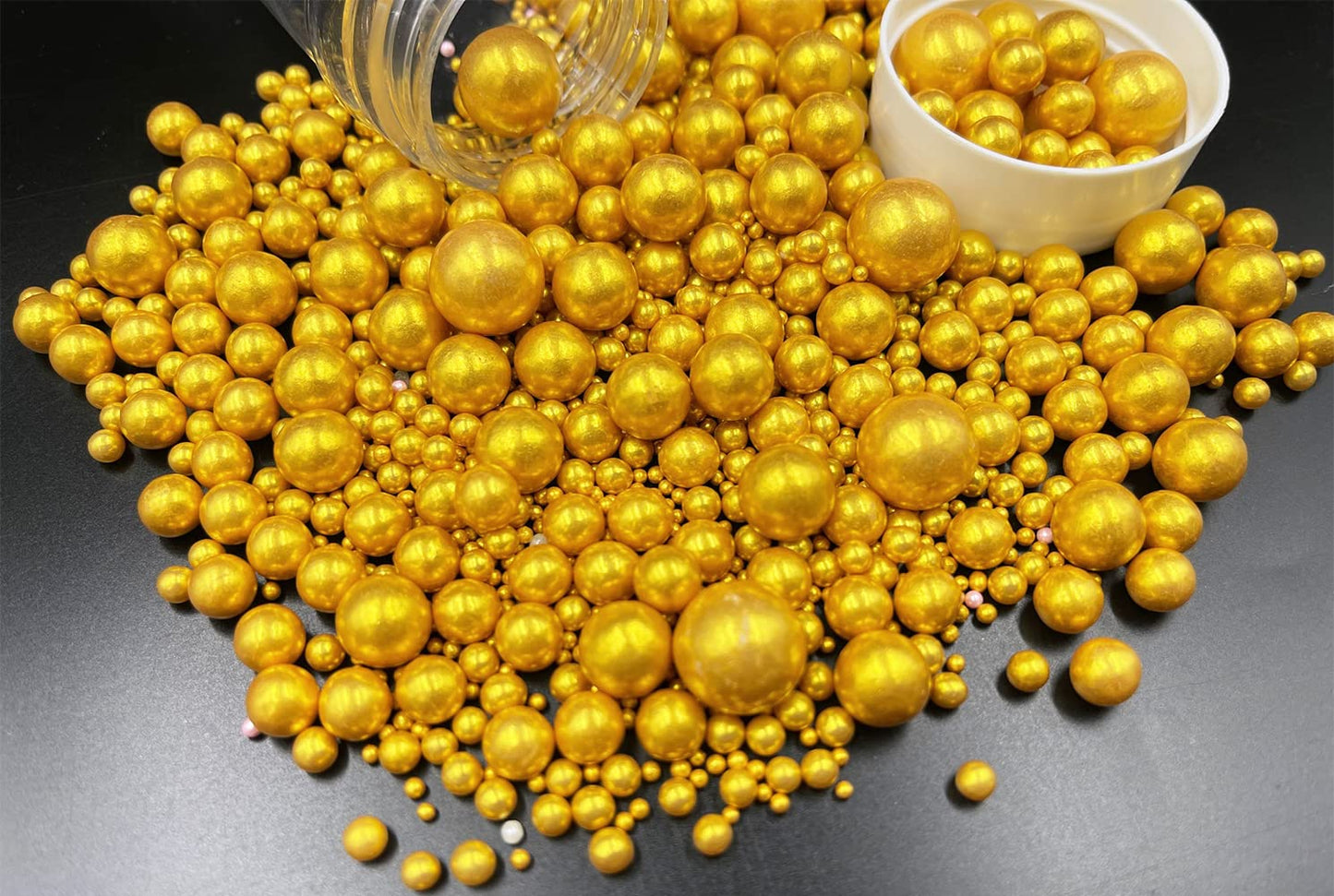 Edible Pearl Sugar Sprinkles Gold Candy 120G/ 4.2Oz Baking Edible Cake Decorations Cupcake Toppers Cookie Decorating Ice Cream T