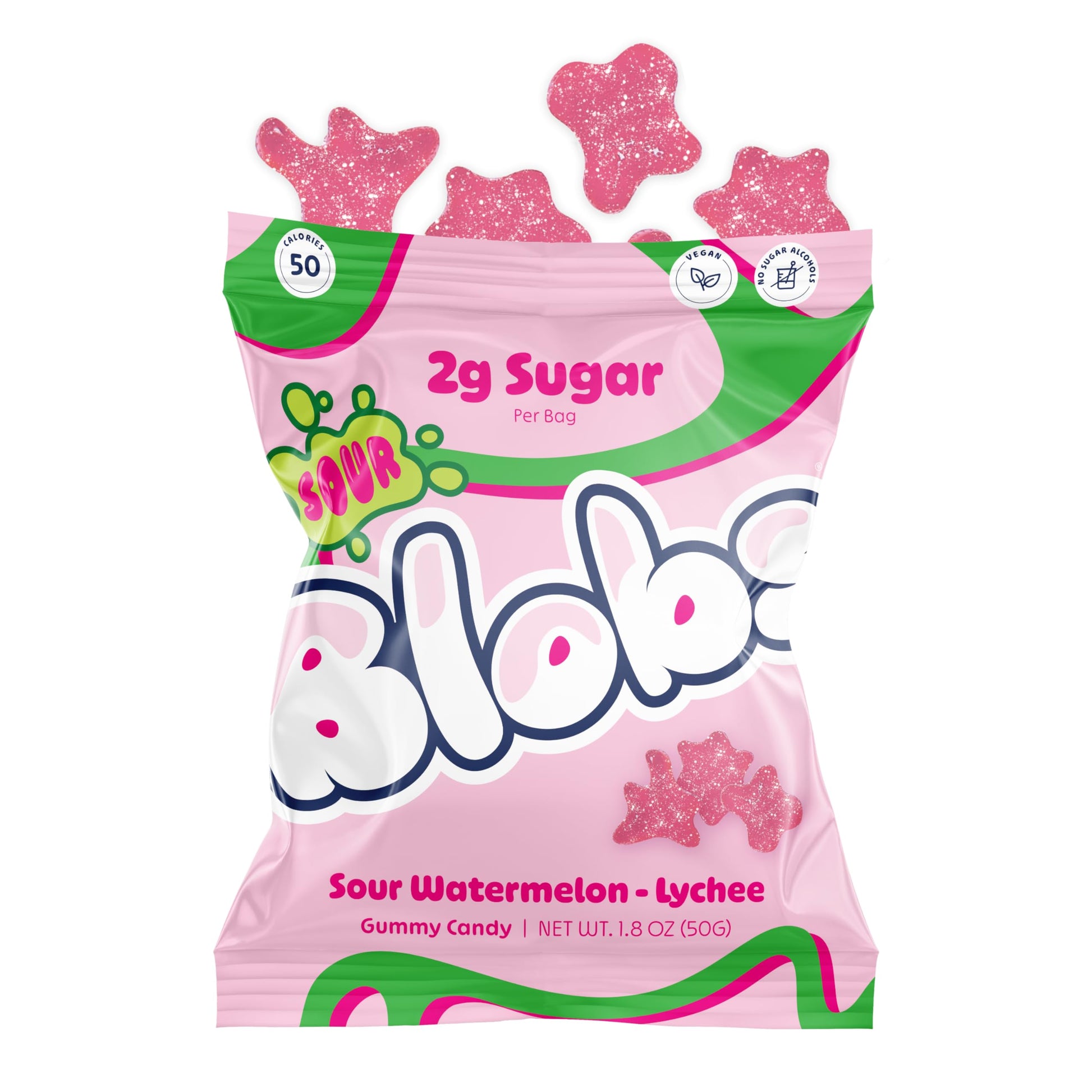 Blobs SOUR Gummy Candy Low Sugar, Low Calorie, Gluten Free for Kids & Adults- No Sugar Alcohols, Vegan, No Dyes- 1.8 oz per bag 