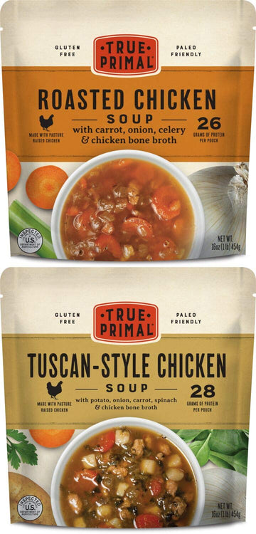 True Primal Roasted/Tuscan Chicken Variety 8-pack, Ready to eat, Gluten free, Paleo, Pastured chicken, Whole30, Keto, Bone broth