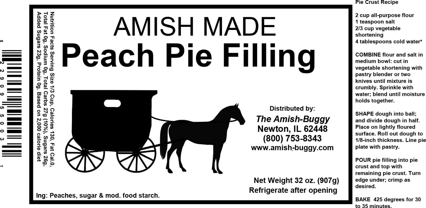 Amish Pie Filling Peach - Two 32 Oz Jars