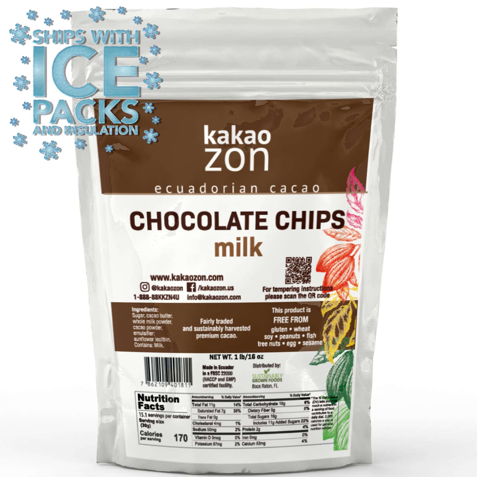 KakaoZon Milk Chocolate Coverture |Milk Chocolate Chips | Gluten-Free| Non-GMO | Free of most major allergens (contains dairy) |