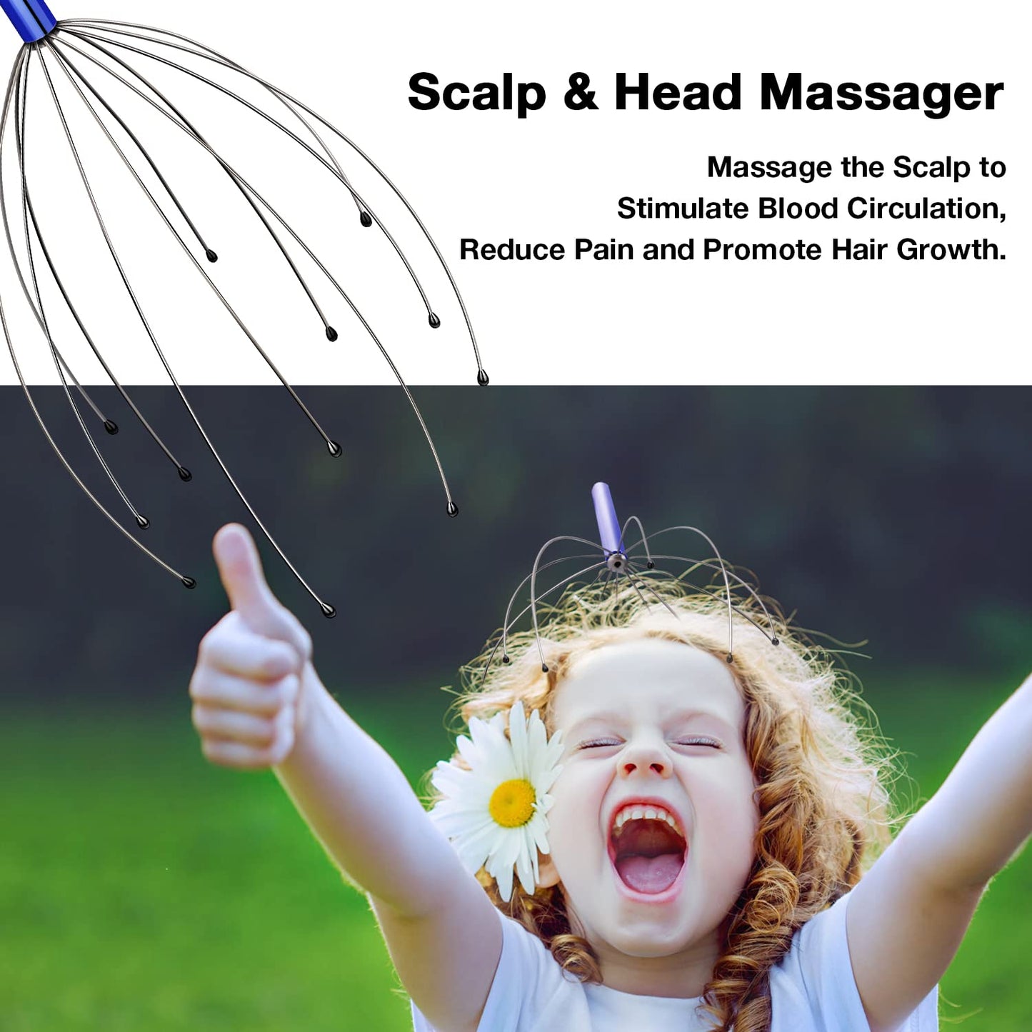 Hofason Scalp Massager, Handheld Head Massager Tingler, Scratcher For Deep Relaxation, Hair Stimulation And Stress Relief (2 Pac