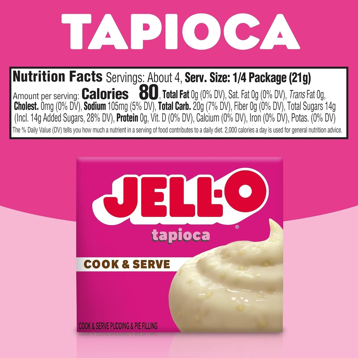 Jell-O Cook & Serve Fat Free Pudding & Pie Filling, Tapioca, 3 Ct