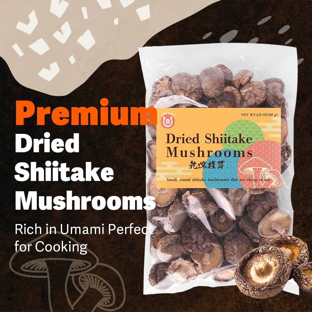 Dried Shiitake Mushrooms - Whole, Rich In Vitamin D, Potassium & Iron, Low Calories, Quick Hydration - Perfect For Ramen, Soups,