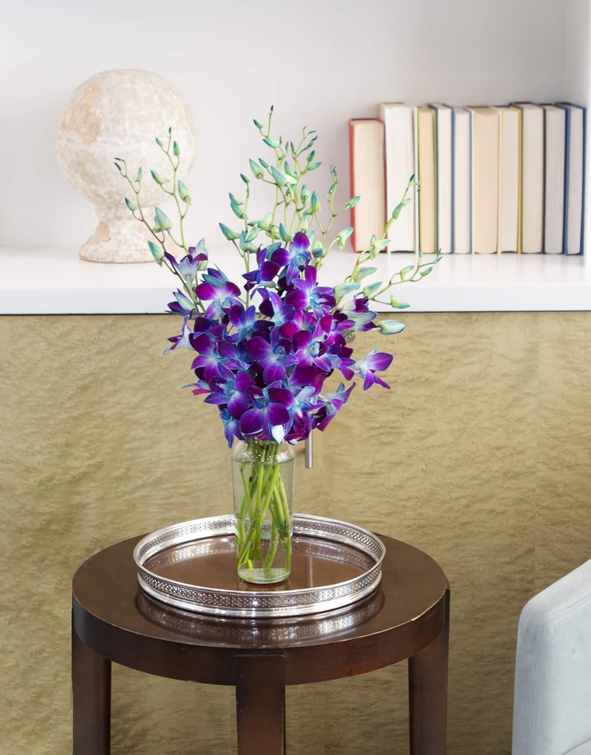 Kabloom Flowers - Mother'S Day Collection - 10 Blue Orchid With Vase, Gift For Birthday, Sympathy, Anniversary, Get Well, Thank