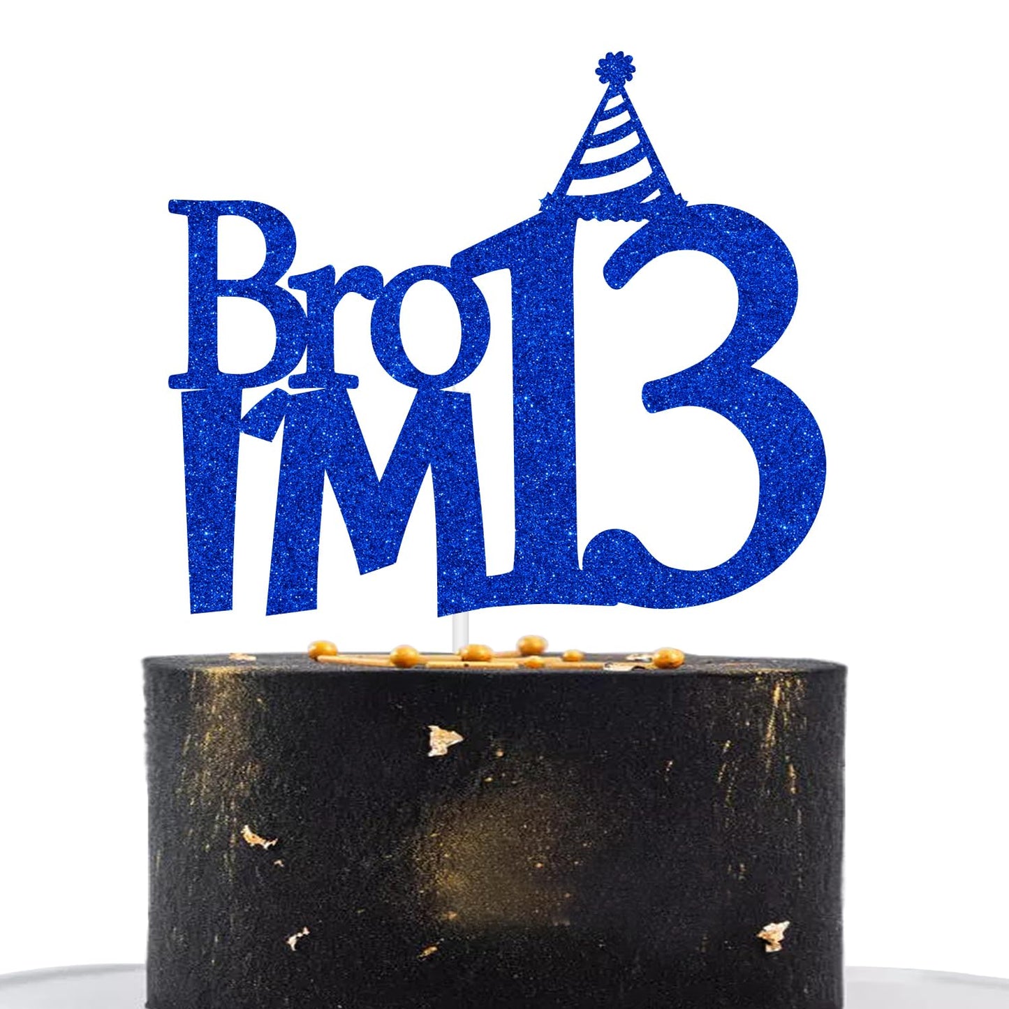 Happy 13Th Birthday Cake Topper, Officially Teenager 13 Cake Decor, Bro I'M 13, Teens Funny 13Th Birthday Party Decorations Blue