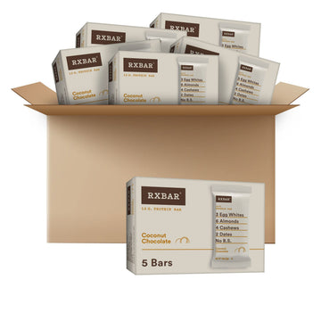 RXBAR Protein Bars  12g Protein  Gluten Free Snacks  Coconut Chocolate (6 Boxes  30 Bars)