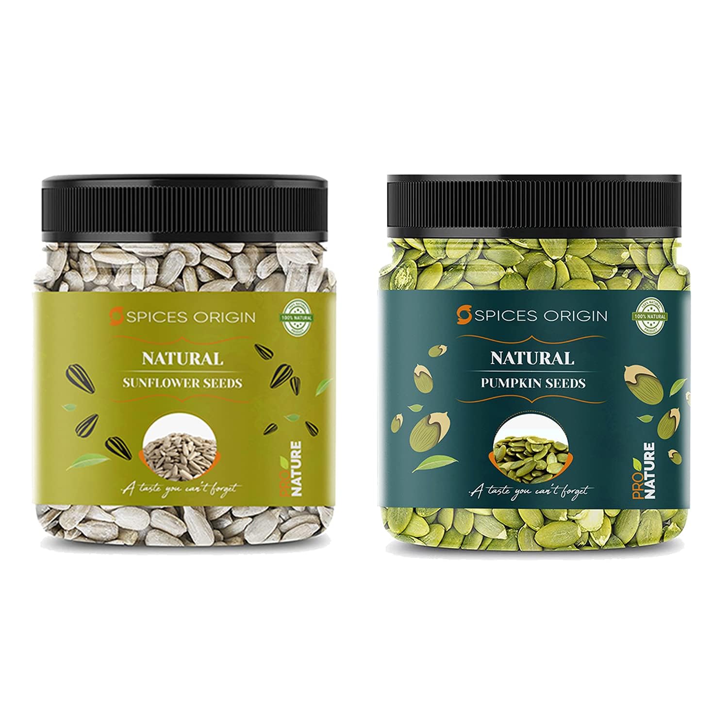Spices Origin Raw Pumpkin, Sunflower Seeds Pack of 2 - 250g (JAR Pack)_Packing May Vary