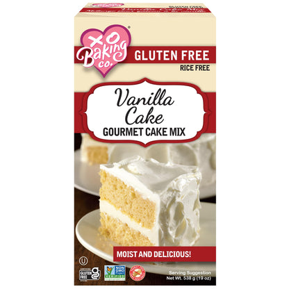 XO Baking Co. Gluten Free Vanilla Cake Gourmet Cake Mix; Non-GMO; Kosher; Rice Free; Soy Free; Dairy Free; Peanut Free; No Prese