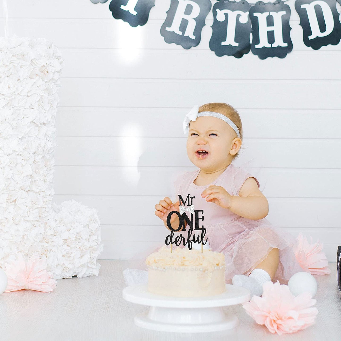 Black Glitter Mr Onederful Cake Topper 1St Birthday Cake Topper Onederful Silver Bow Tie Cake Decorating Perfect For Baby Birthd