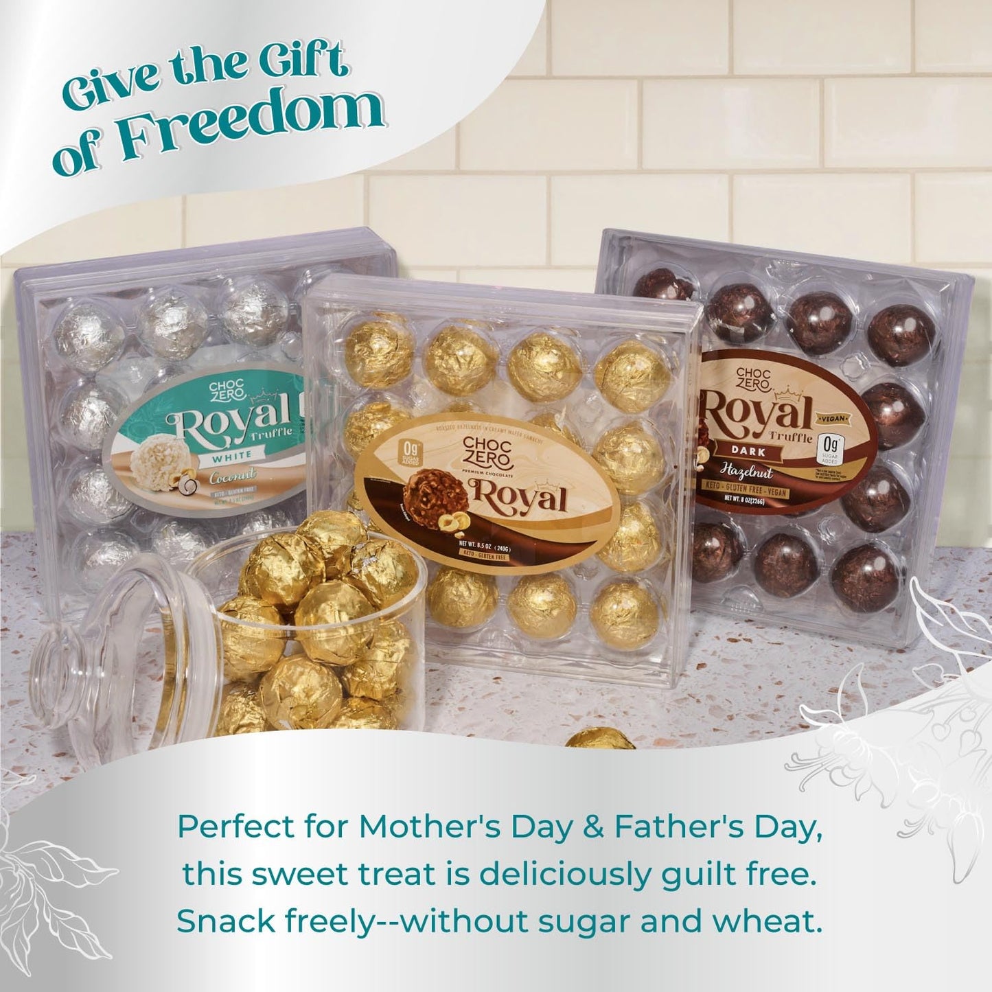 Choczero Gluten Free Truffle - White Chocolate Coconut Royal - No Sugar Added, Keto Friendly Gift (1 Box, 8.5Oz)