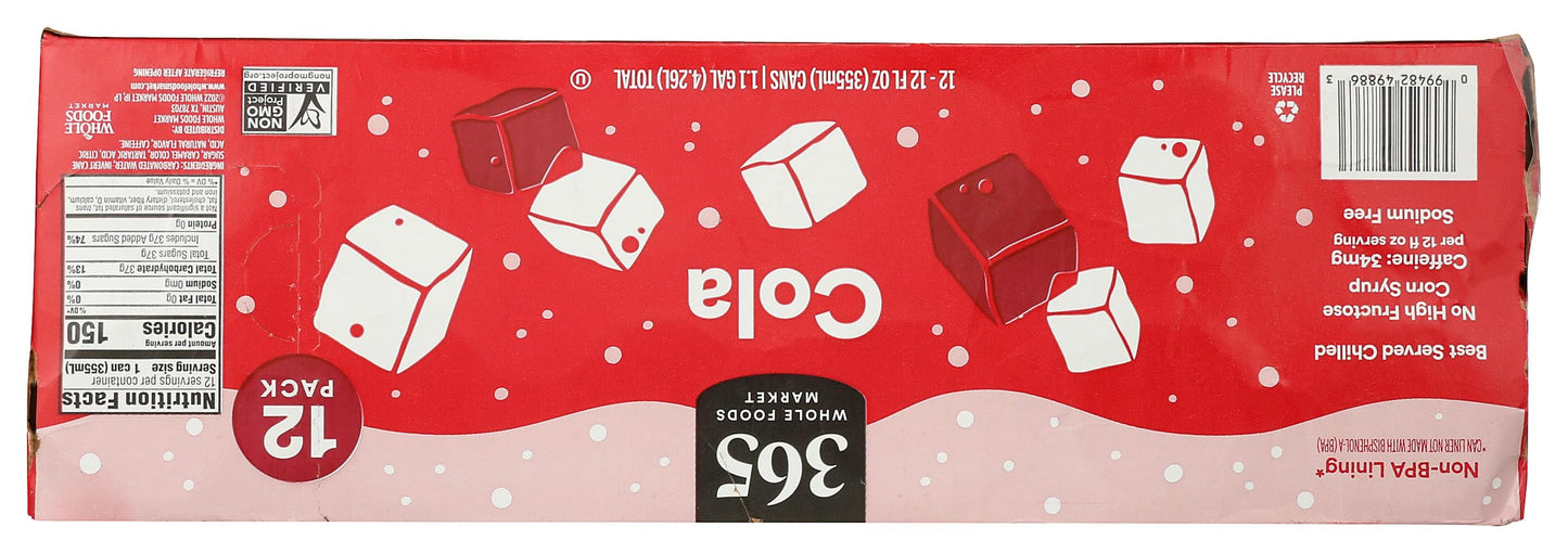 365 by Whole Foods Market Cola, 12 Fl Oz (Pack of 12) - Refreshing Soft Drink, Perfect for Parties and Gatherings
