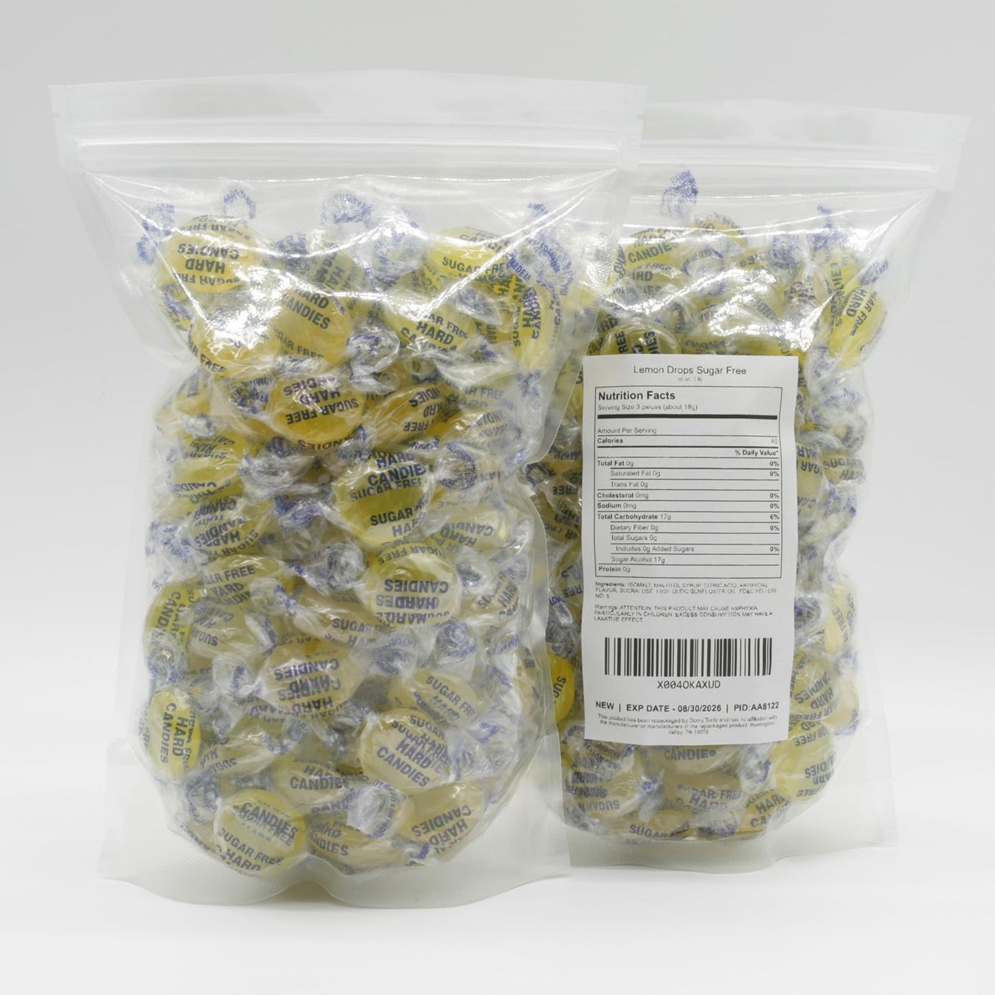 Sugar Free Lemon Drops Hard Candy 8 Oz – Keto Snacks For Diabetics, Low Carb, Individually Wrapped