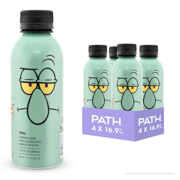 PATH Still Water Ultra-Purified, pH-Balanced, Locally Sourced - Nickelodeon Squidward Edition Aluminum Water Bottle - BPA-Free, 