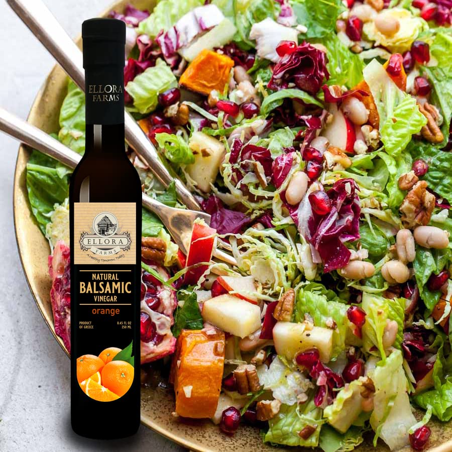 Ellora Farms, Orange Infused Aged Balsamic Vinegar, No-Added Sugars, No-Preservatives, 8.5 Oz (250 Ml) Glass Bottle, Pack Of 1