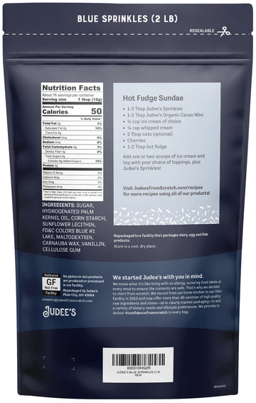Judee'S Gluten Free Blue Sprinkles 2 Lb - Gluten-Free And Nut-Free - Brighten Up Your Baked Goods - Great For Cookie And Cake De