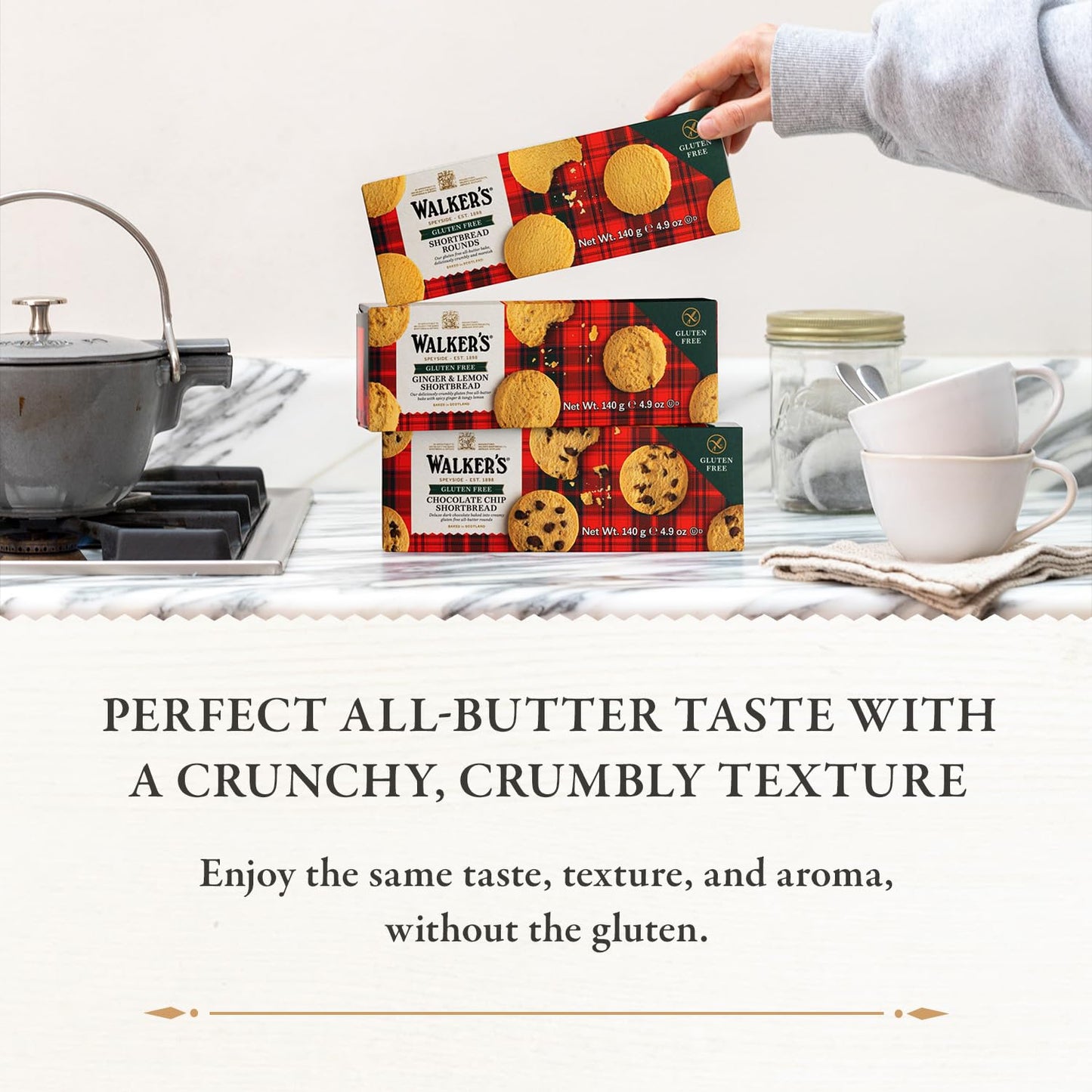 Walker'S Shortbread Gluten Free Variety Pack, 2 Of Each: Shortbread Rounds, Chocolate Chip, Ginger & Lemon, All-Butter Shortbrea
