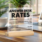 Funny Team Office Decor Gifts, Answer Desk Rates Desk Sign Cubicle Decor, Gag Gift Humorous Sarcastic Gifts For Coworker Teammat