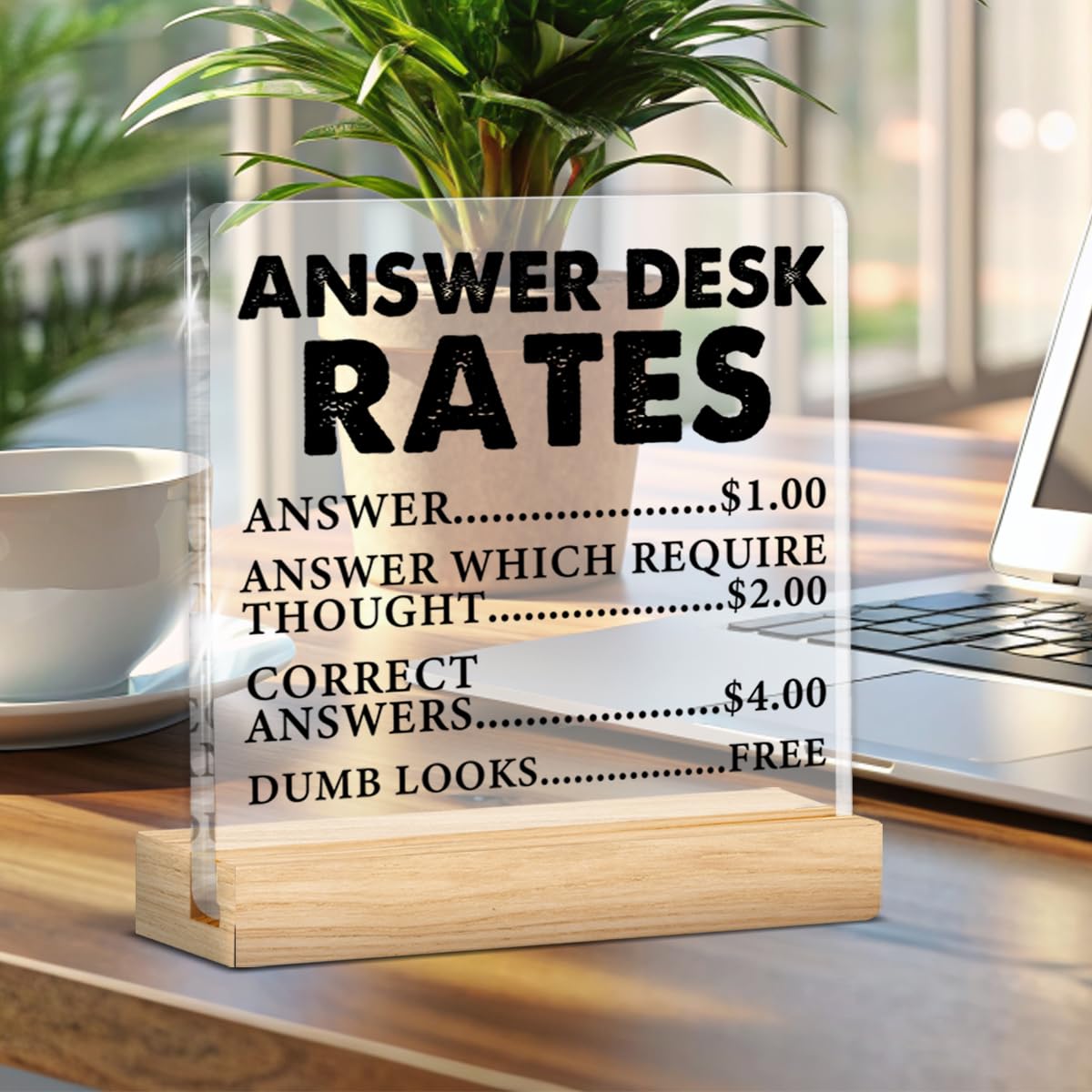 Funny Team Office Decor Gifts, Answer Desk Rates Desk Sign Cubicle Decor, Gag Gift Humorous Sarcastic Gifts For Coworker Teammat