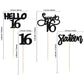 Gyufise 24Pcs Black Glitter 16Th Birthday Cupcake Toppers Sweet 16 Cake Toppers Hello 16 Sixteen Cupcake Picks For 16Th Birthday