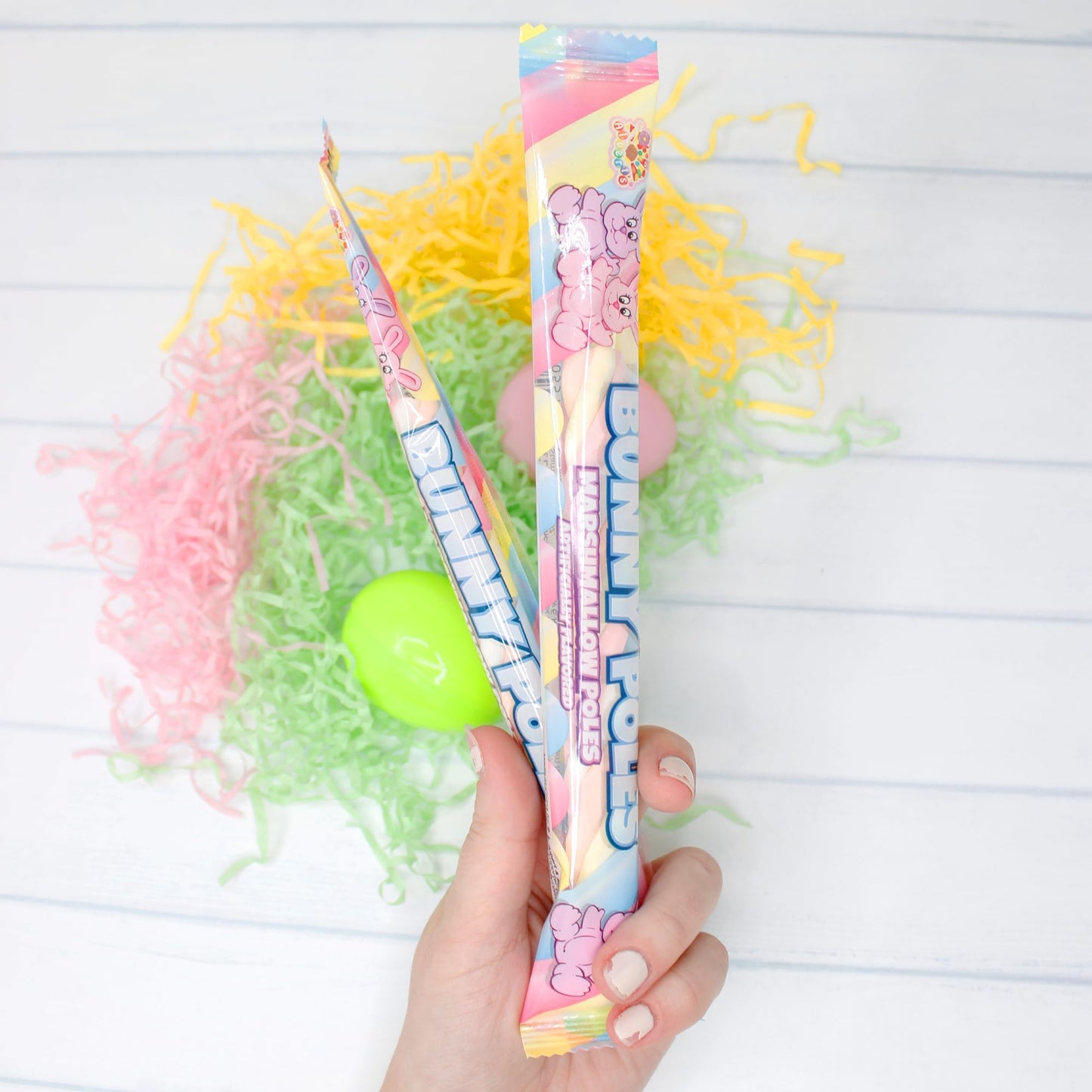 Bunny Poles Marshmallow Twists, Pastel Fluffy Candy Sticks, Individually Wrapped Party Favor Treats, (Pack Of 3)