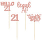 Gyufise 24 Pack 21St Birthday Cupcake Toppers Legal Cake Decorations Rose Gold Hello 21 Twenty One Cupcake Picks For 21St Birthd